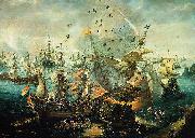 explosion of the Spanish flagship during the Battle of Gibraltar